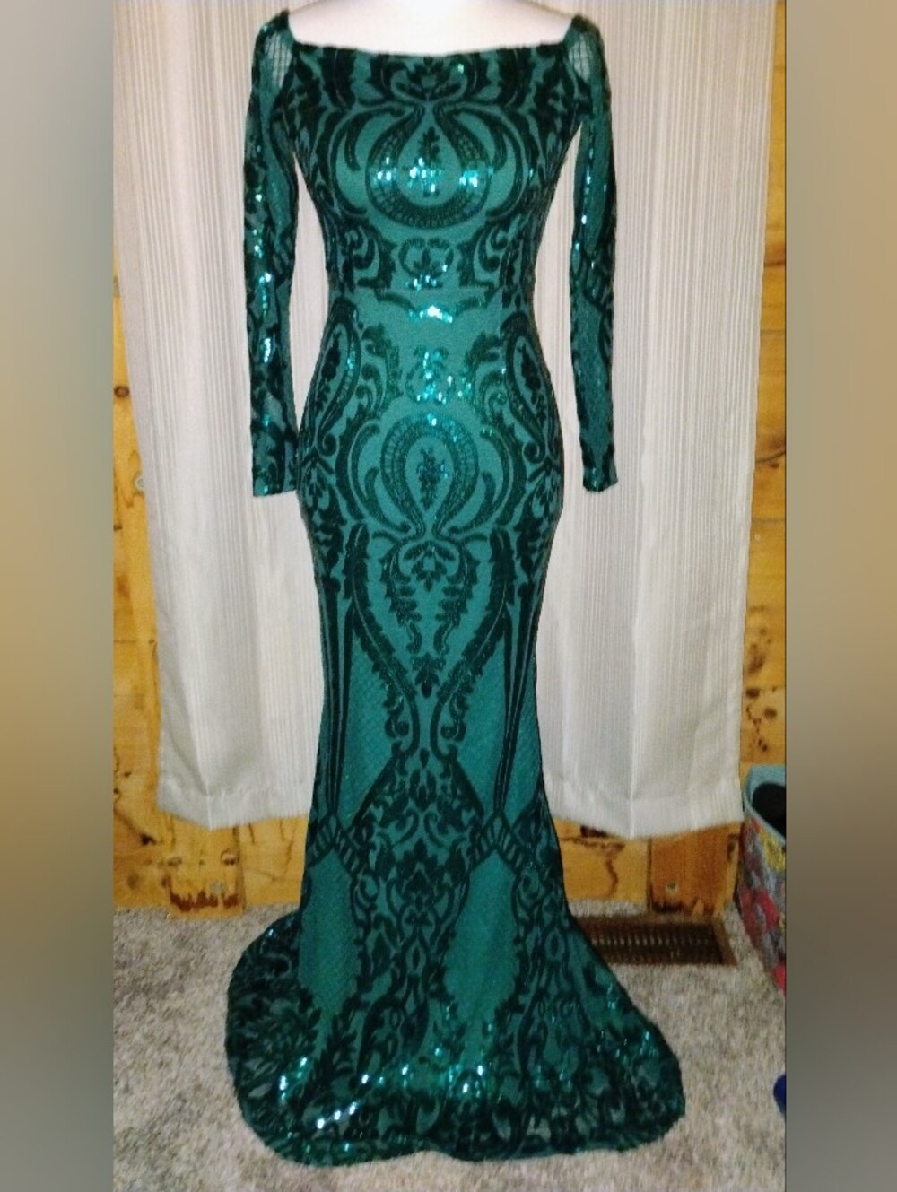 Missord Sequin Green Dress Evening Gown XS